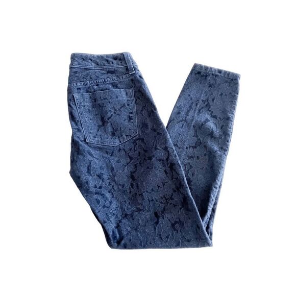Banana Republic Womens Denim Jeans Textured Floral Pants Skinny Indigo Size 26 - Picture 1 of 11